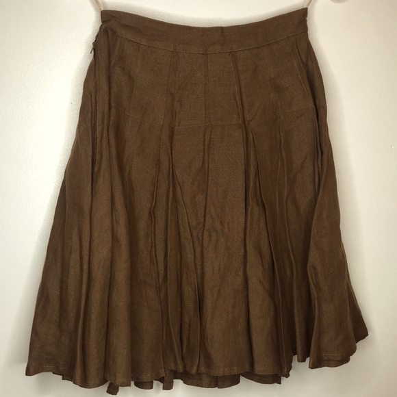 VINTAGE ECRU PARIS BROWN PLEATED SKIRT - Picture 5 of 6